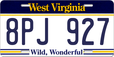 WV license plate 8PJ927