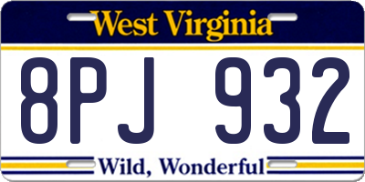 WV license plate 8PJ932