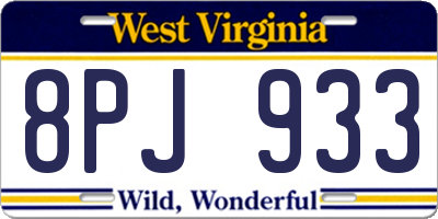 WV license plate 8PJ933