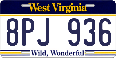 WV license plate 8PJ936