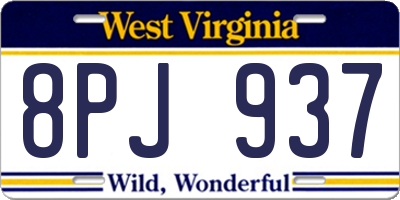 WV license plate 8PJ937