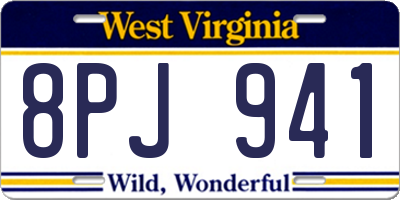 WV license plate 8PJ941