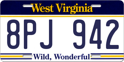 WV license plate 8PJ942