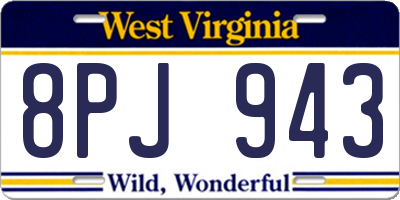 WV license plate 8PJ943