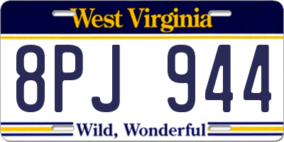 WV license plate 8PJ944
