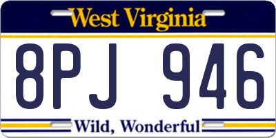 WV license plate 8PJ946