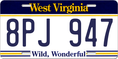 WV license plate 8PJ947