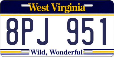WV license plate 8PJ951