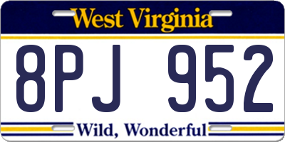 WV license plate 8PJ952