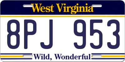 WV license plate 8PJ953