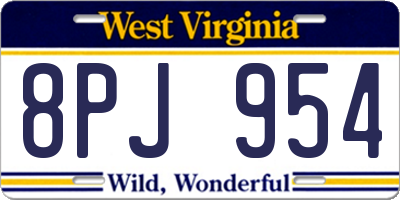 WV license plate 8PJ954