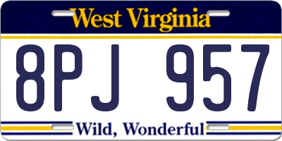 WV license plate 8PJ957
