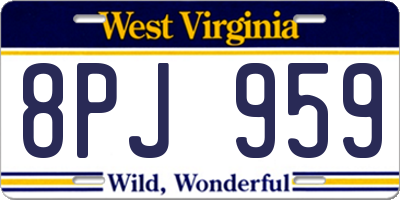 WV license plate 8PJ959