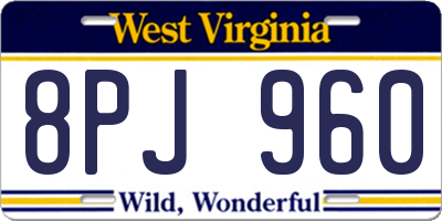 WV license plate 8PJ960