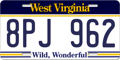 WV license plate 8PJ962