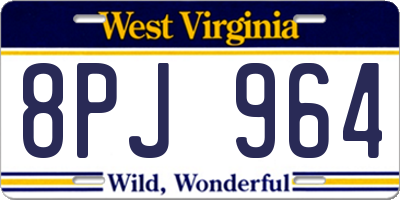 WV license plate 8PJ964