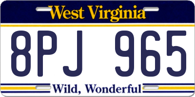 WV license plate 8PJ965