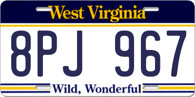 WV license plate 8PJ967