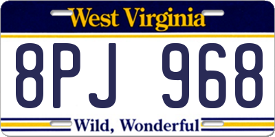 WV license plate 8PJ968
