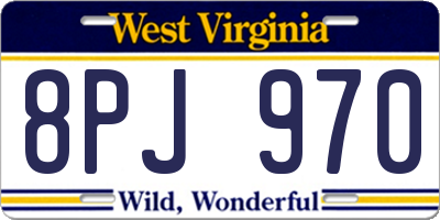 WV license plate 8PJ970