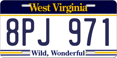 WV license plate 8PJ971