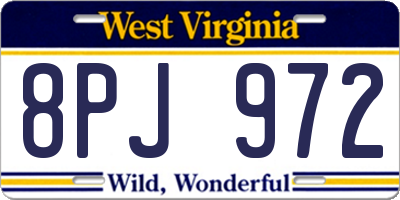 WV license plate 8PJ972