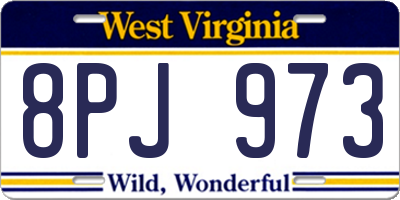 WV license plate 8PJ973