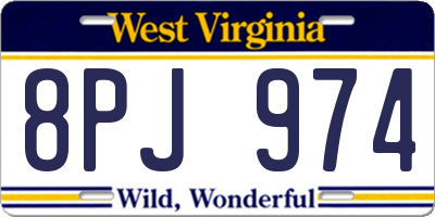 WV license plate 8PJ974