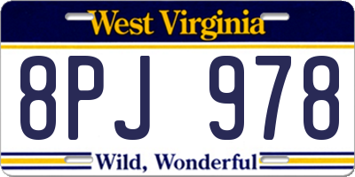 WV license plate 8PJ978
