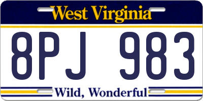 WV license plate 8PJ983