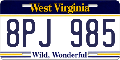 WV license plate 8PJ985