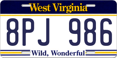 WV license plate 8PJ986