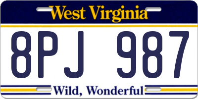 WV license plate 8PJ987