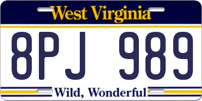 WV license plate 8PJ989