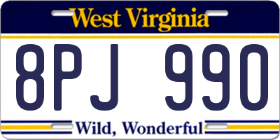 WV license plate 8PJ990