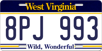 WV license plate 8PJ993