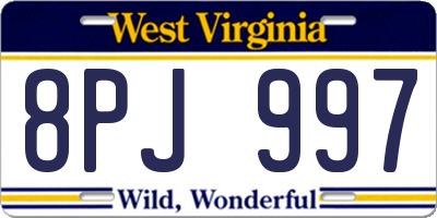 WV license plate 8PJ997