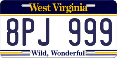 WV license plate 8PJ999