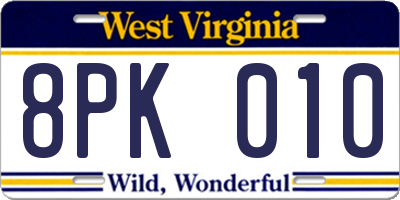 WV license plate 8PK010