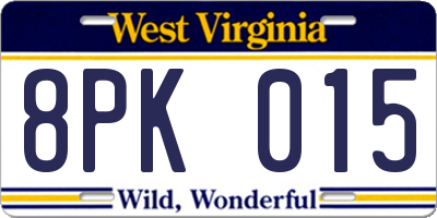 WV license plate 8PK015