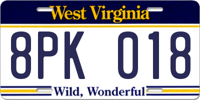 WV license plate 8PK018
