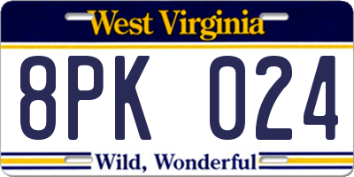 WV license plate 8PK024