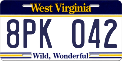 WV license plate 8PK042