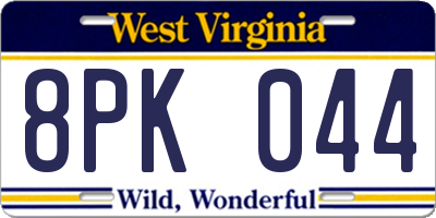 WV license plate 8PK044