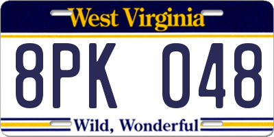 WV license plate 8PK048