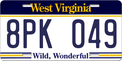 WV license plate 8PK049