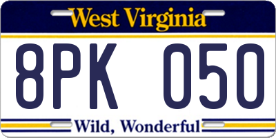 WV license plate 8PK050