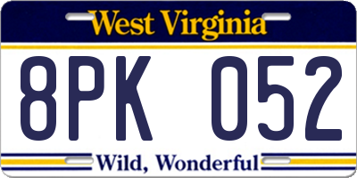 WV license plate 8PK052