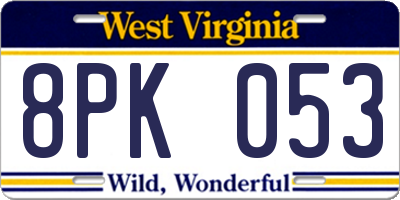 WV license plate 8PK053