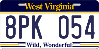 WV license plate 8PK054